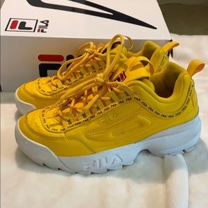 Yellow Fila Disruptor II - size 8